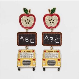 Baublebar Sugarfix Hungry For Knowledge Apple, Bus, Chalkboard School Earrings